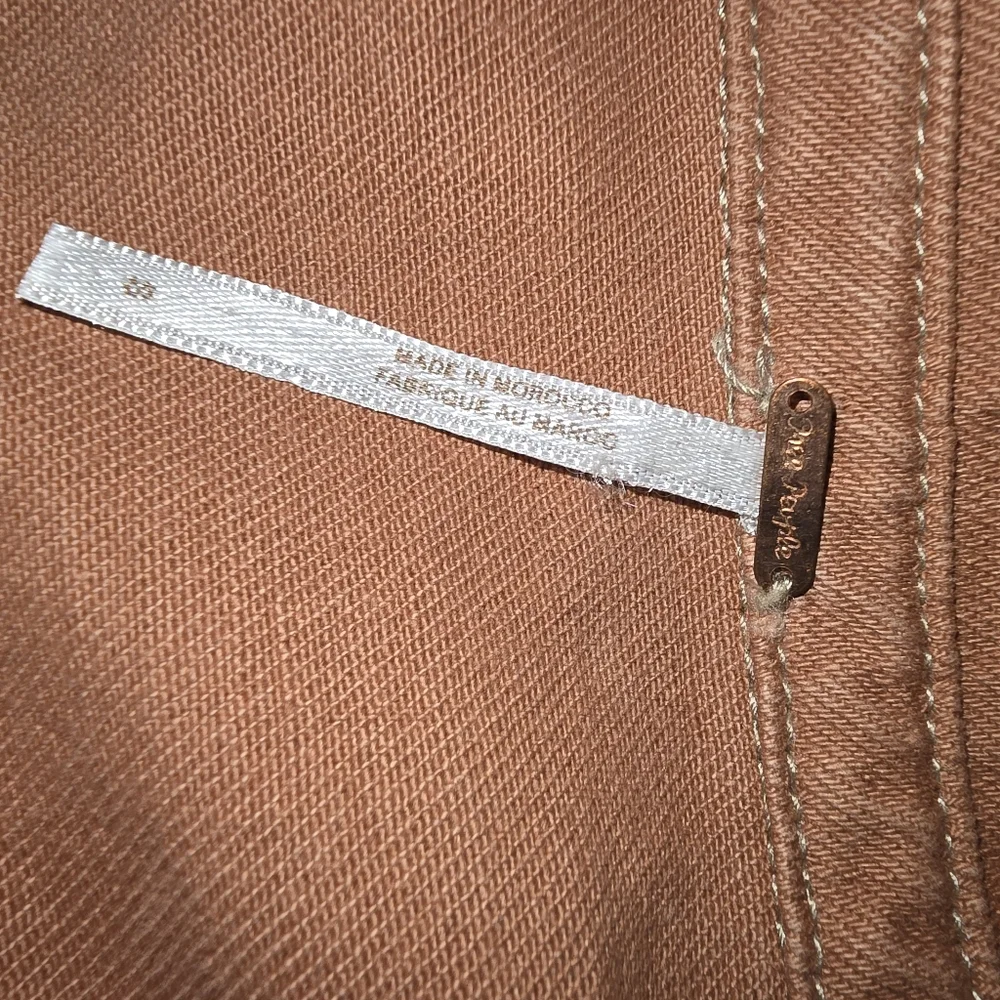Free People terra cotta Button front shacket womens long sleeve S - Picture 11 of 12